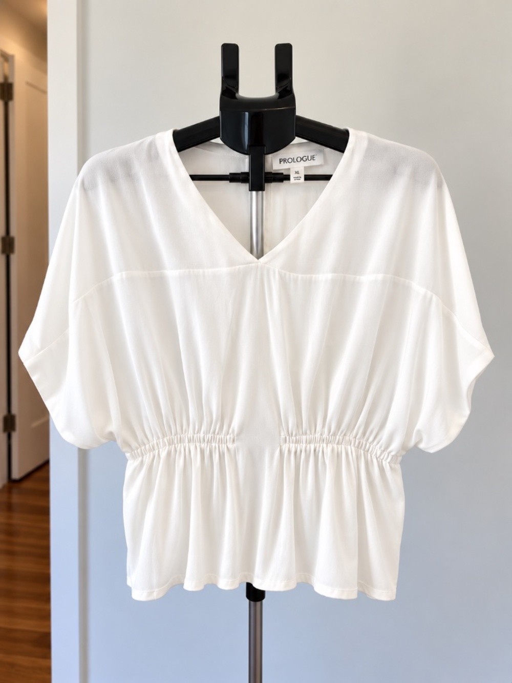 Prologue White V-Neck Blouson Peplum Top XL Never Worn